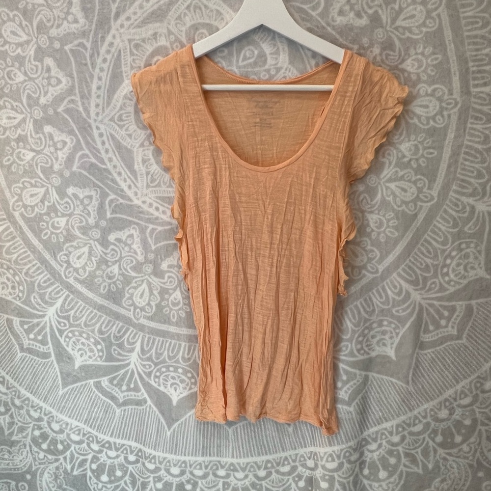 AEO AMERICAN EAGLE OUTFITTERS SWEET LITTLE PEACH TOP M MEDIUM GLUTTER SLEEVE EUC